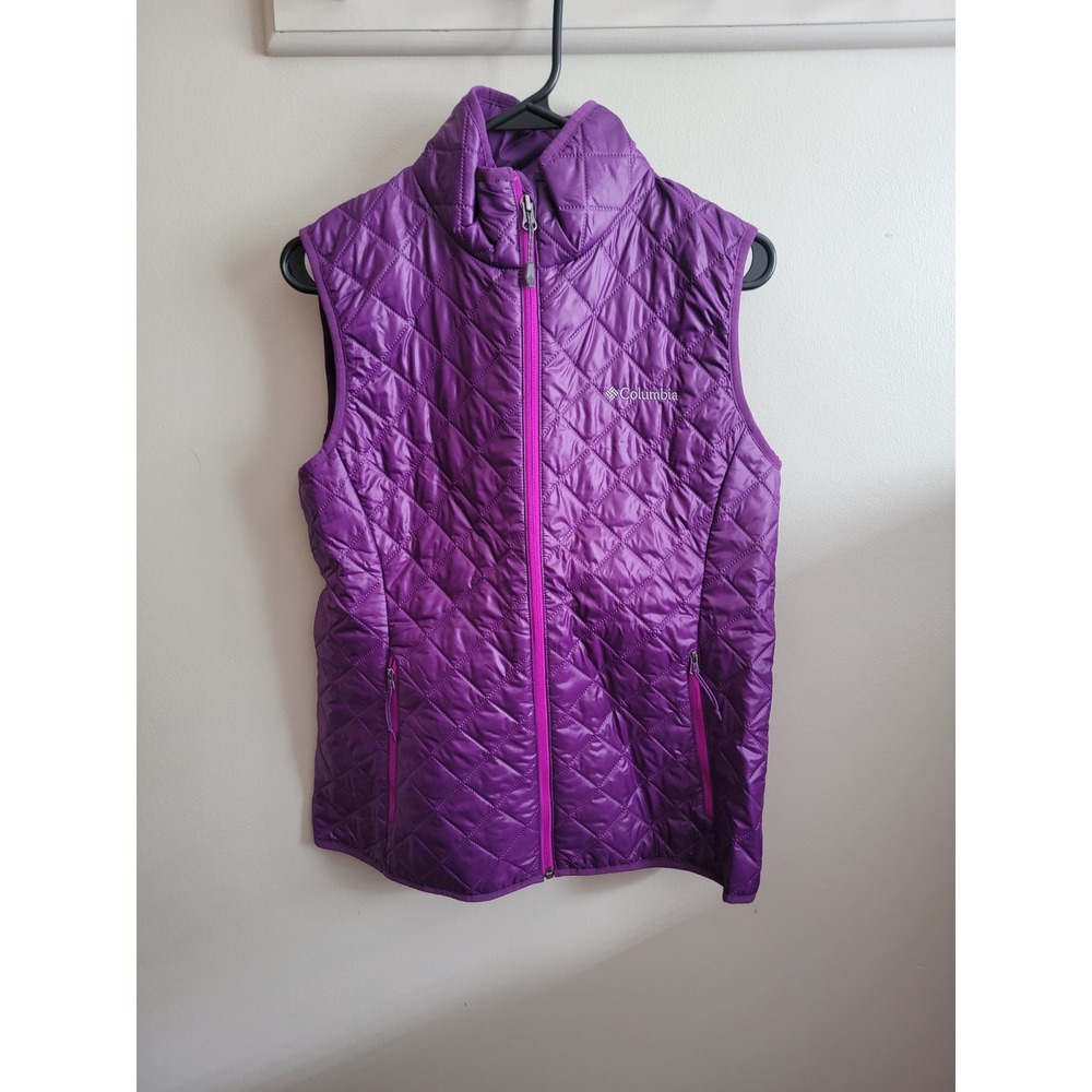 Columbia Womens Omni-Heat Quilted Puffer Vest Purple Full Zip Medium